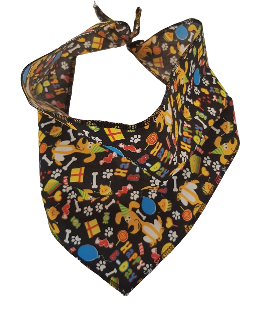 S3032 Happy Birthday Doggie Bandana, Black
