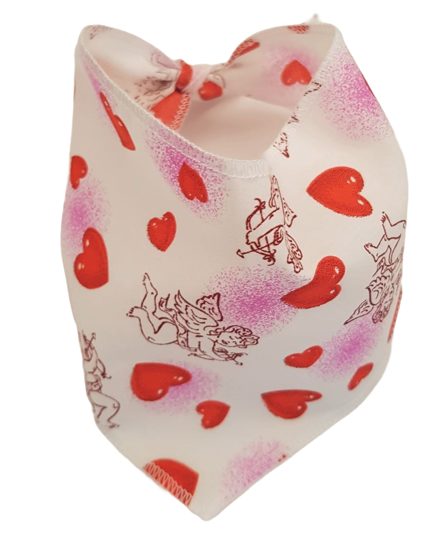 SA3035 Cupid & Hearts Doggie Bandana, White
