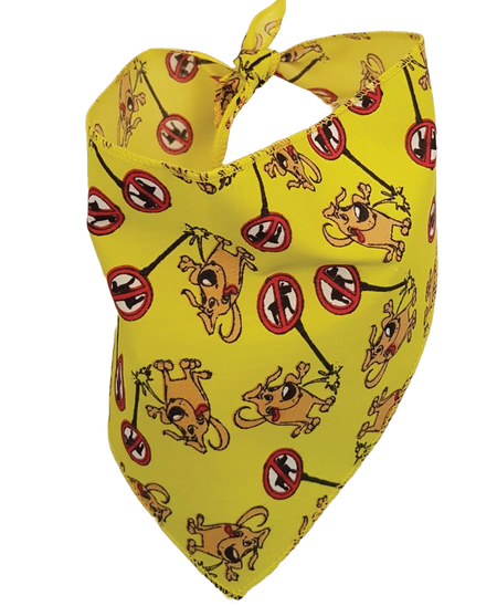 S3055 Funny Doggie Peeling On Sign Bandana, Yellow