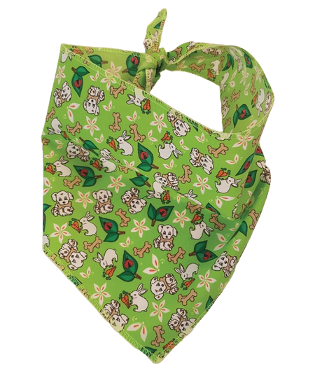 S3070 Bunny & Puppy Bandana, Green