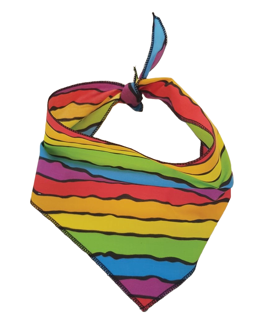S3075 Rainbow Sunset Stripes Doggie Bandana, Striped