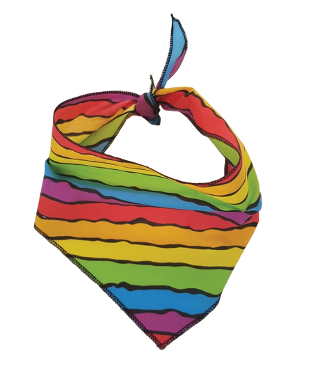 S3075 Rainbow Sunset Stripes Doggie Bandana, Striped