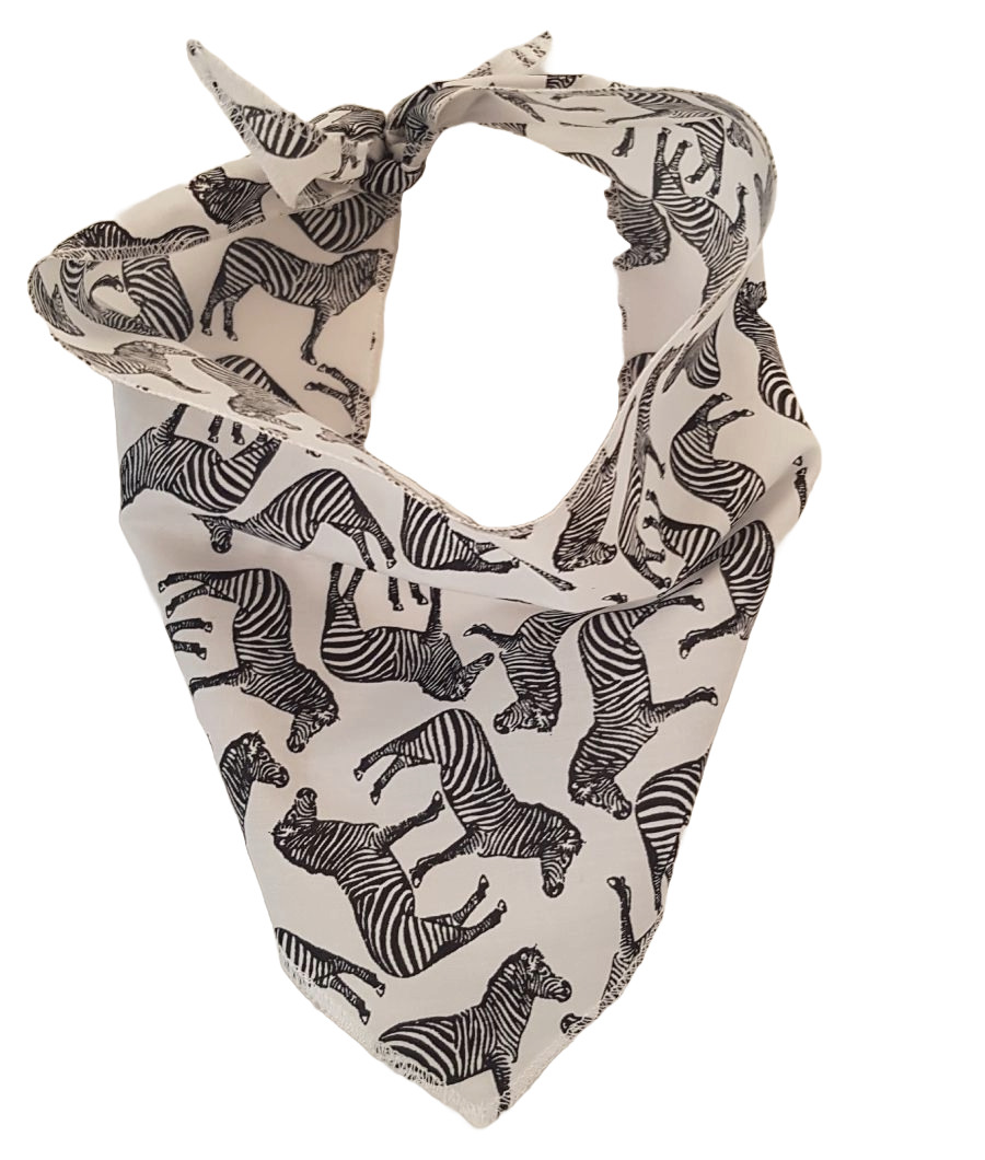 S3076 Zebra Doggie Bandana, White