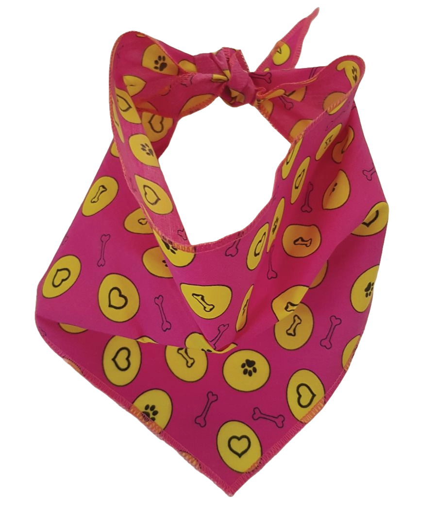 S3080 Paws, Bones & Hearts Bandana, Pink