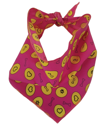 S3080 Paws, Bones & Hearts Bandana, Pink