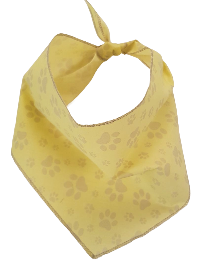 S3601 Black Logo Print, Paws on Beige Bandana