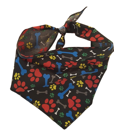 S3092 Pawprints & Bones Bandana, Black