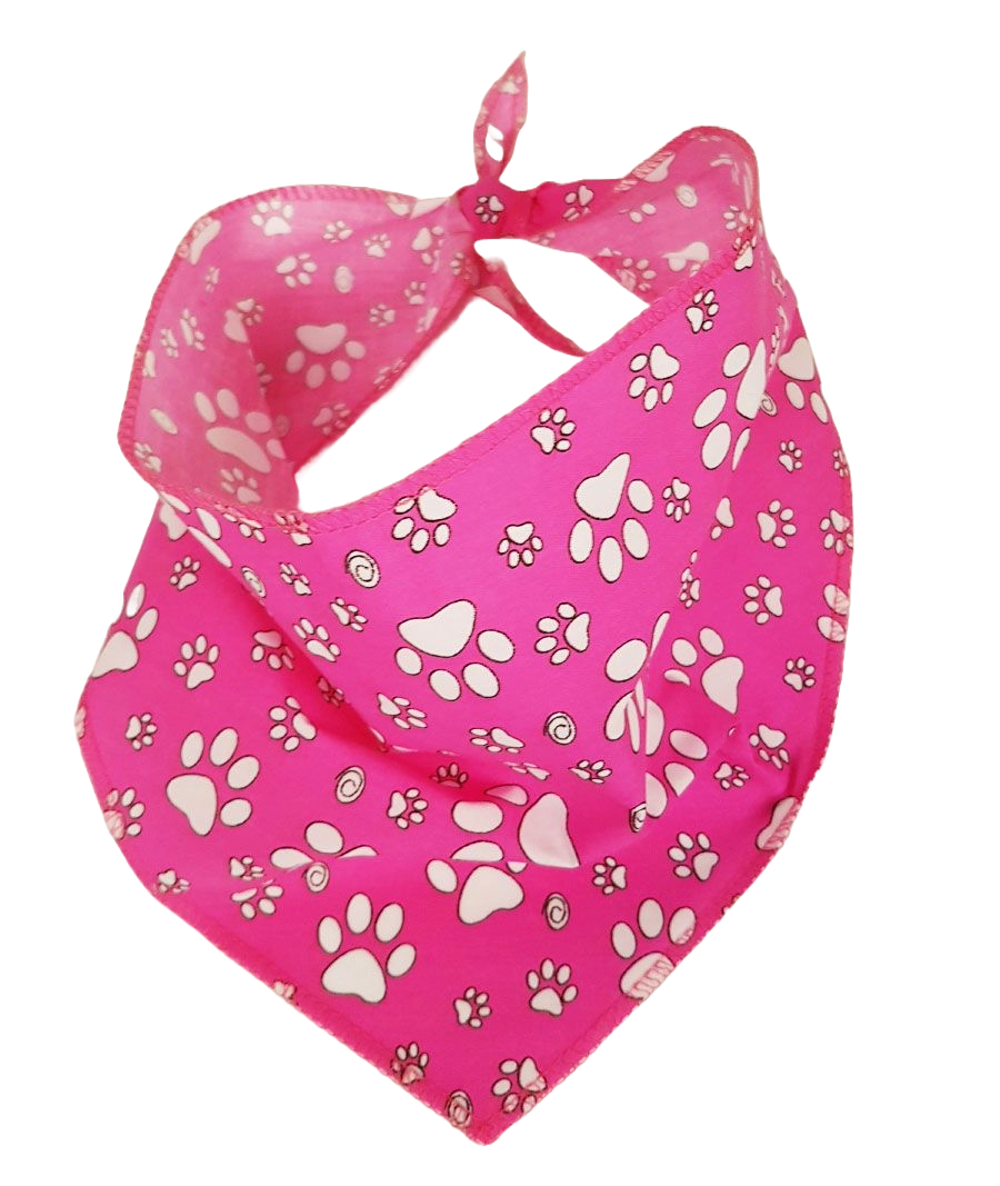 S3111 White Paws Bandana, Hot Pink