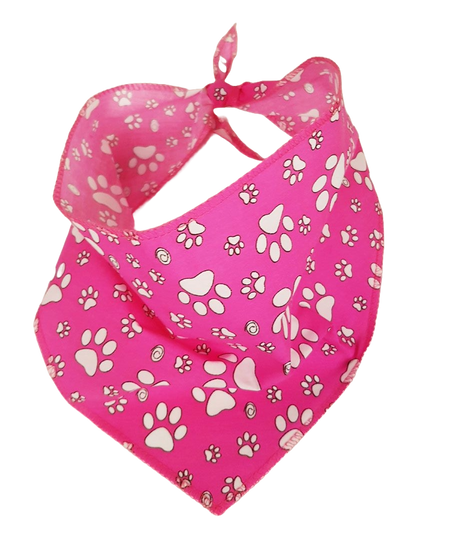 S3111 White Paws Bandana, Hot Pink