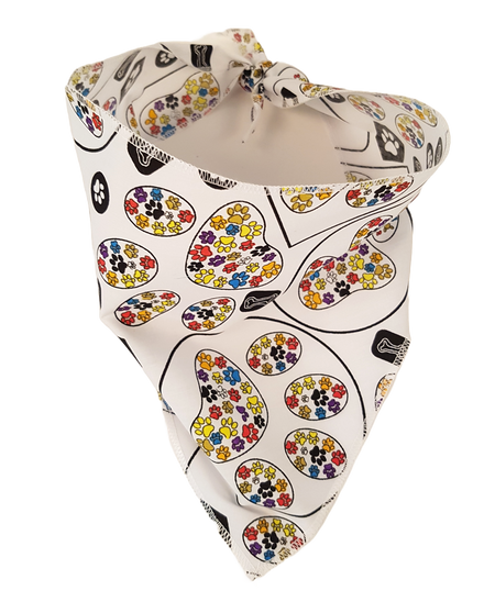 S3122 Colorful Paws Bandana, White