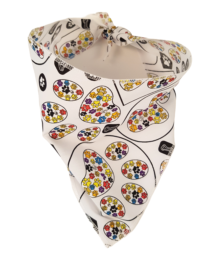 S3122 Colorful Paws Bandana, White