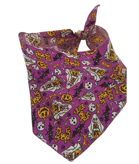 SA3140 Trick Or Treat Ghost Doggie Bandana, Purple