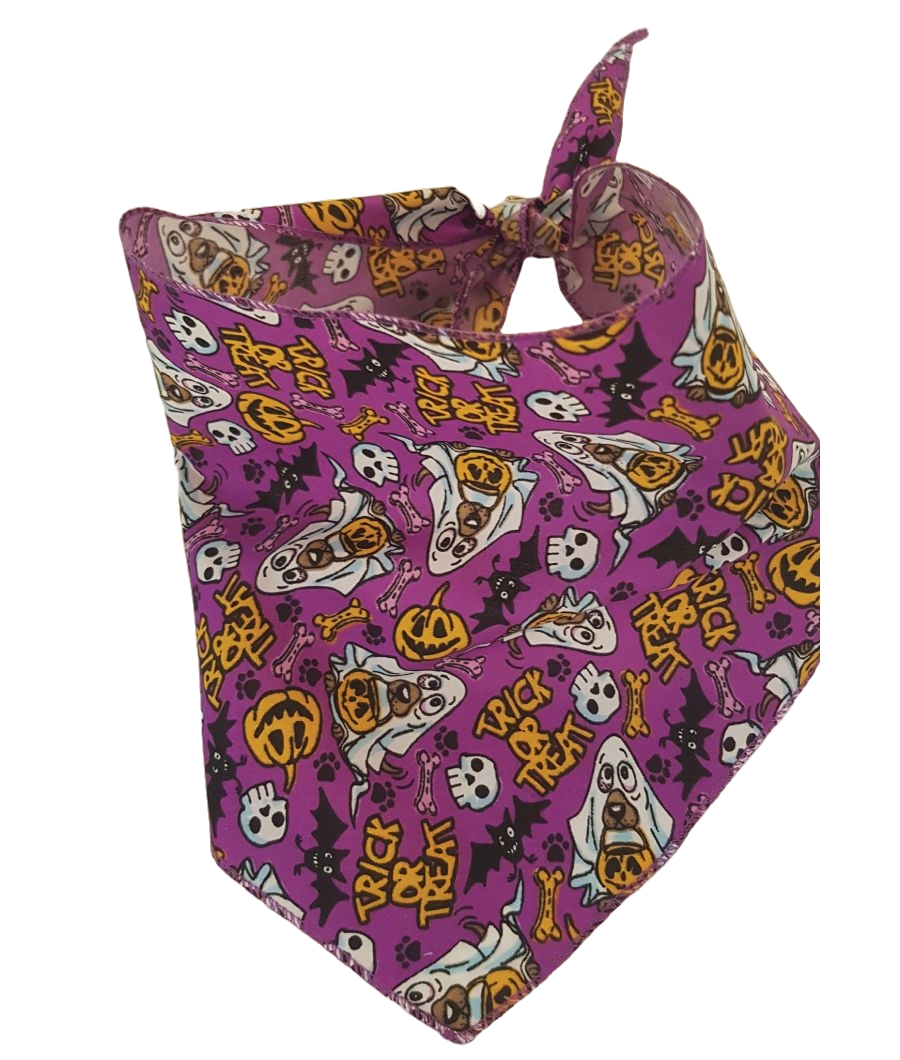 SA3140 Trick Or Treat Ghost Doggie Bandana, Purple