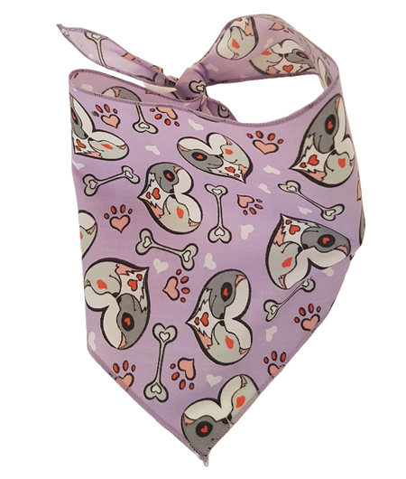 SA3145 Love Hearts & Pawprints Bandana, Purple