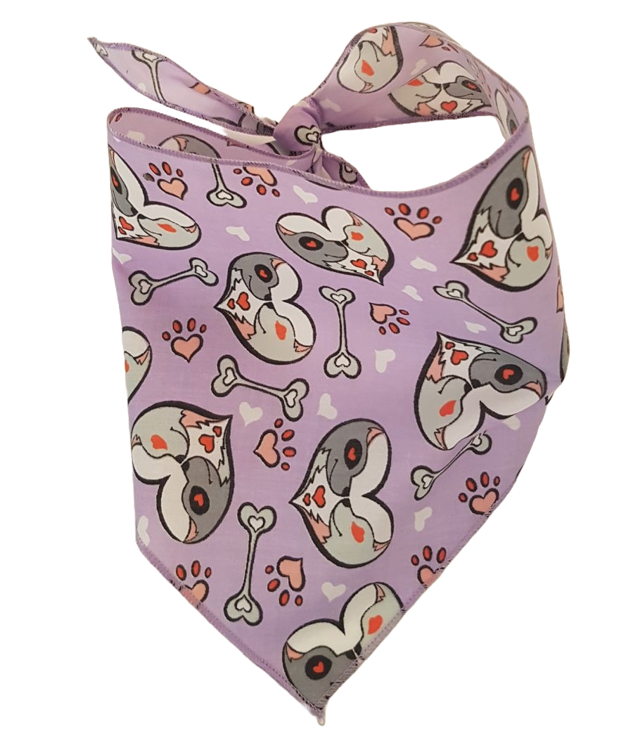SA3145 Love Hearts & Pawprints Bandana, Purple