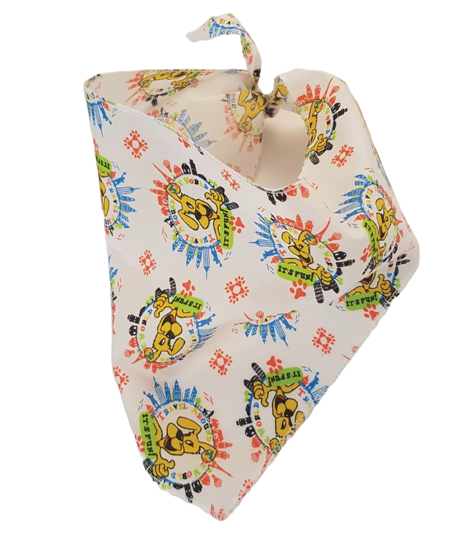 S3174 Travel Around The World Doggie Bandana, White