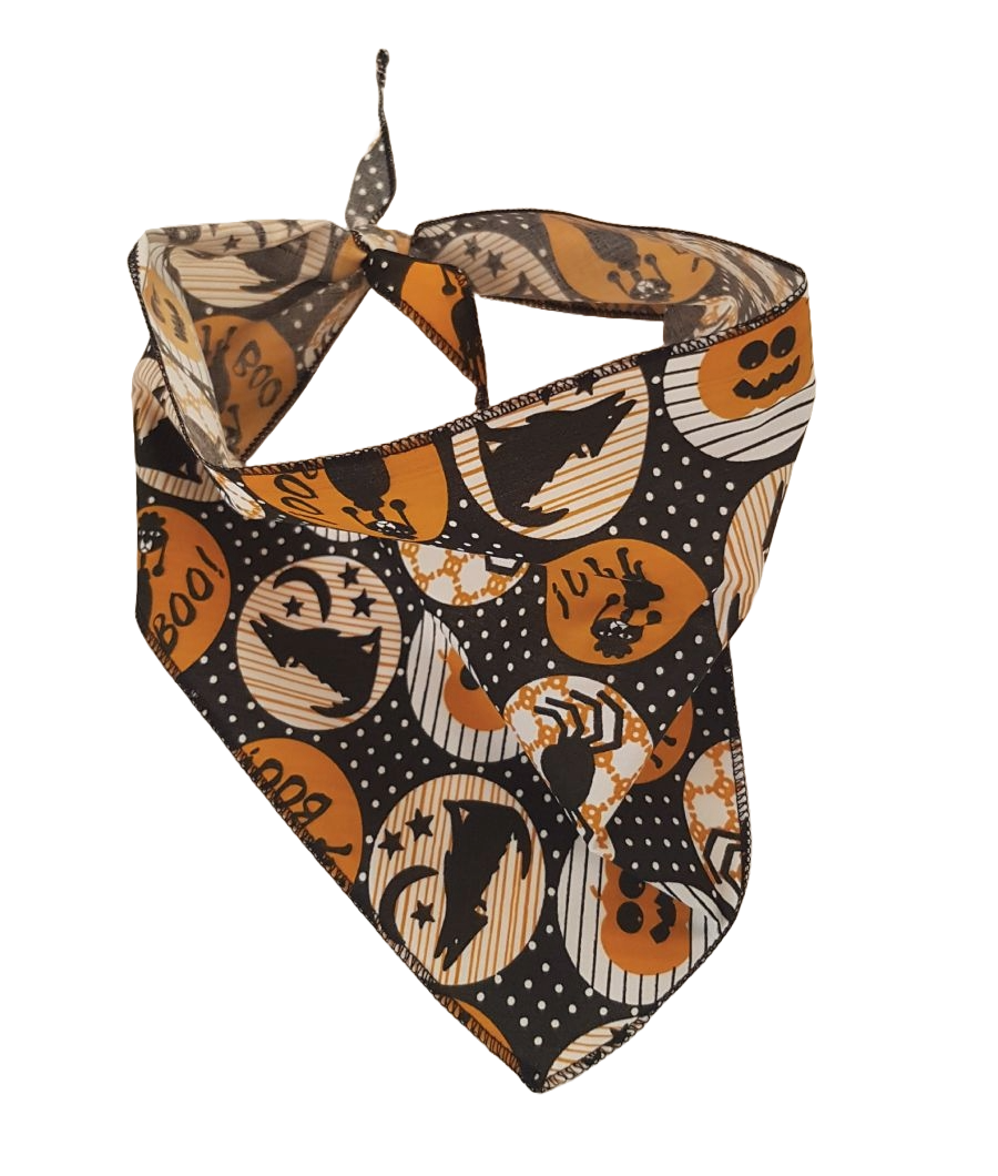 SA3177 Halloween Dot Print Doggie Bandana, Black