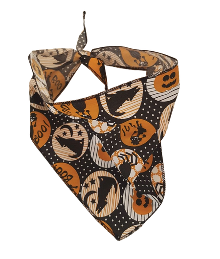 SA3177 Halloween Dot Print Doggie Bandana, Black