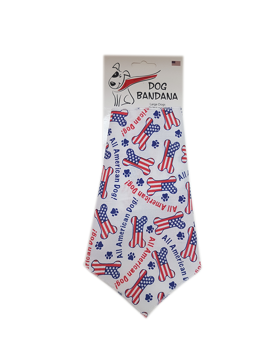 S3184 All American Dog Bandana, White