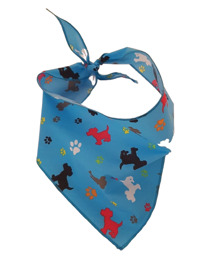 SA3185 Dogs & Pawprints Bandana, Blue