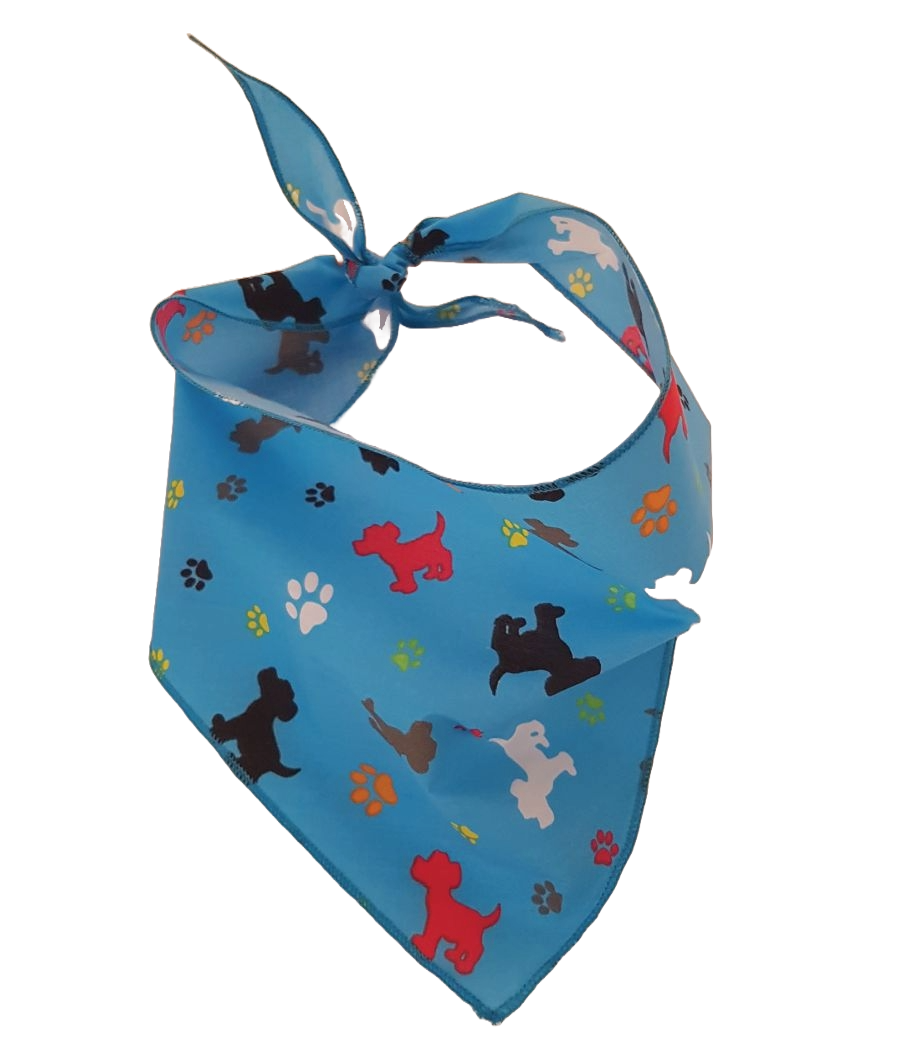SA3185 Dogs & Pawprints Bandana, Blue