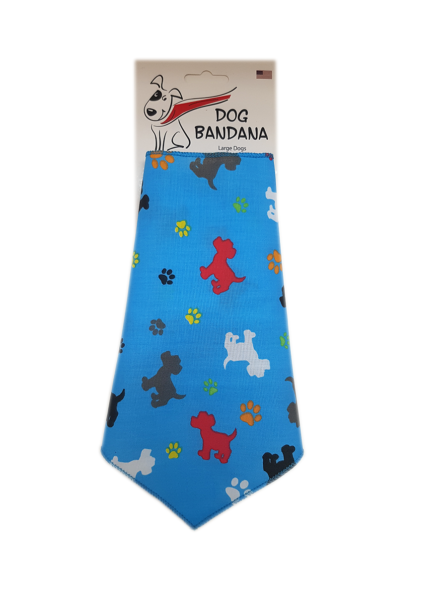 SA3185 Dogs & Pawprints Bandana, Blue