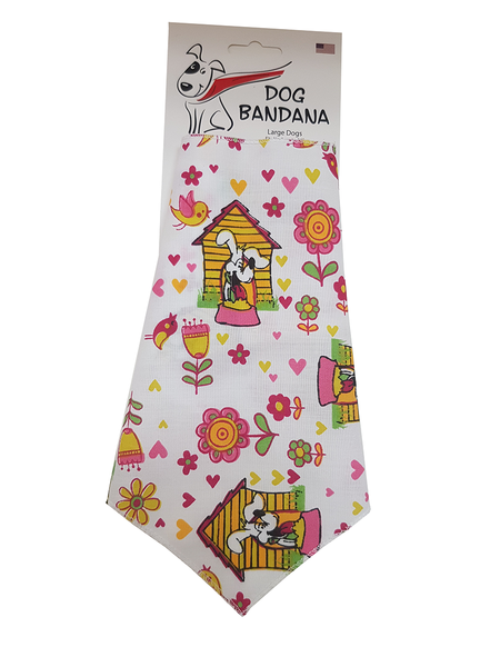 SA3189 Spring Flowers Doggie Bandana, White