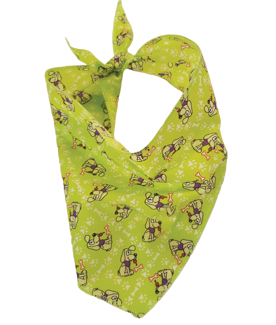 S3218 Cute Pawprint Puppy Bandana, Green