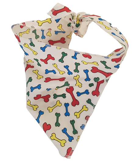 S3225 Bones Doggie Bandana, White