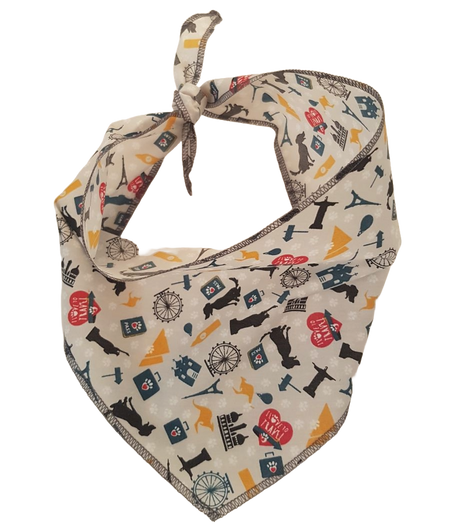 S3231 Travel Doggie France, Australia & Beyond Bandana, Grey