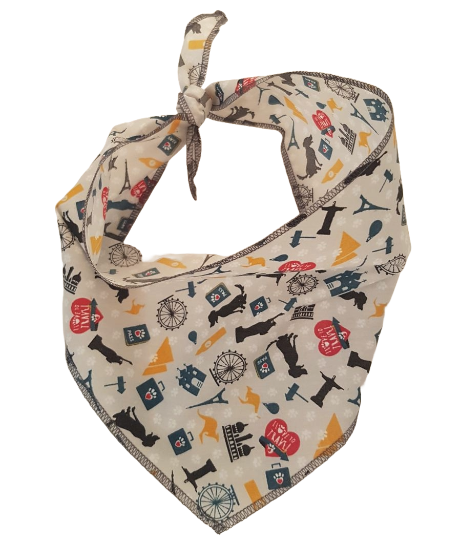 S3231 Travel Doggie France, Australia & Beyond Bandana, Grey