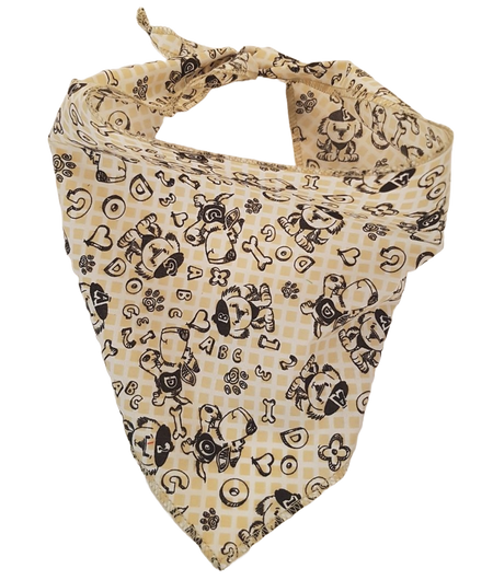 S3237 Checker Sketch Doggie Bandana, White