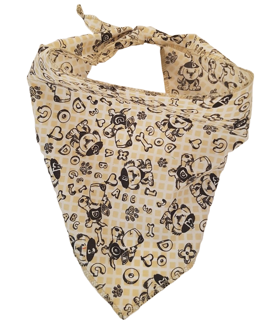 S3237 Checker Sketch Doggie Bandana, White