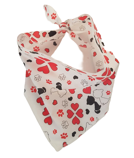 S3241 Doggies In Love Heart Bandana, White
