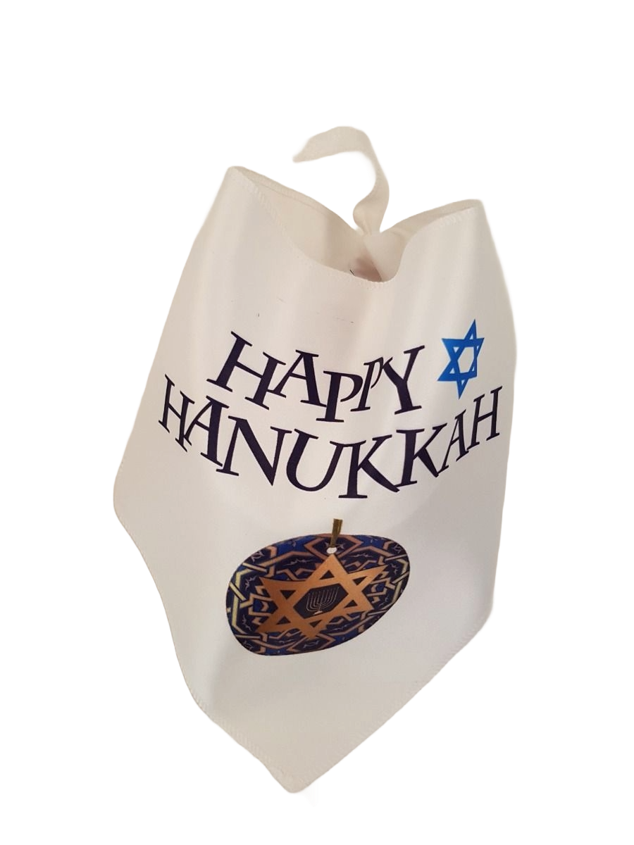 S3520 Happy Hanukkah Star Of David Bandana, White