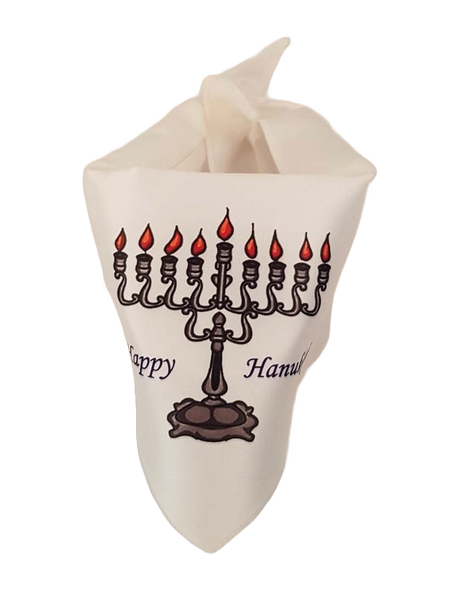 S3521 Happy Hanukkah Mennorah Bandana, White