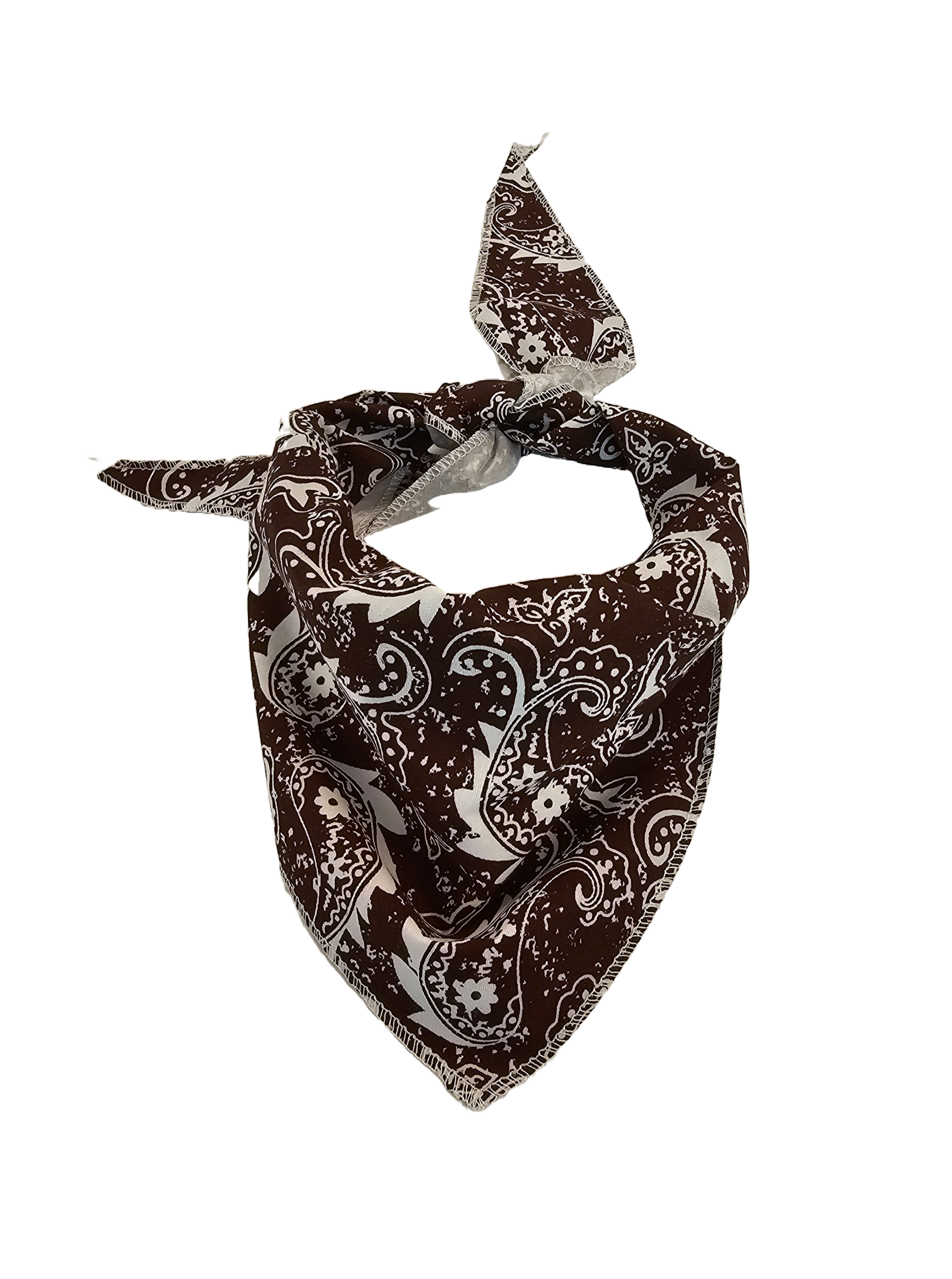S3252 Rustic Brown Paisley Triangle Bandana 100% Premium Cotton
