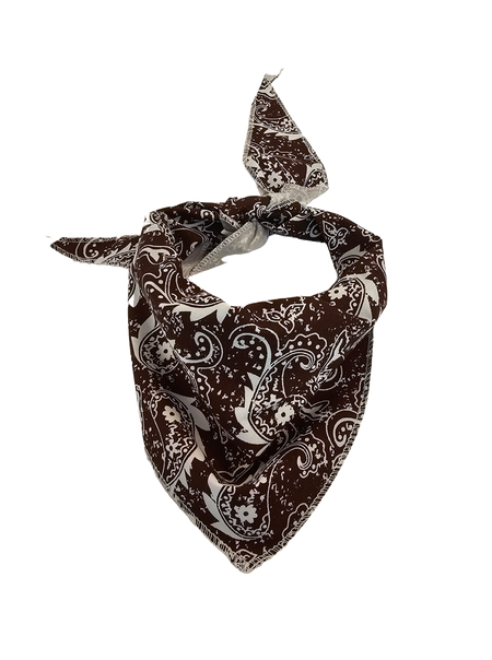 S3252 Rustic Brown Paisley Triangle Bandana 100% Premium Cotton