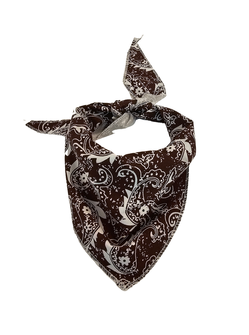 S3252 Rustic Brown Paisley Triangle Bandana 100% Premium Cotton