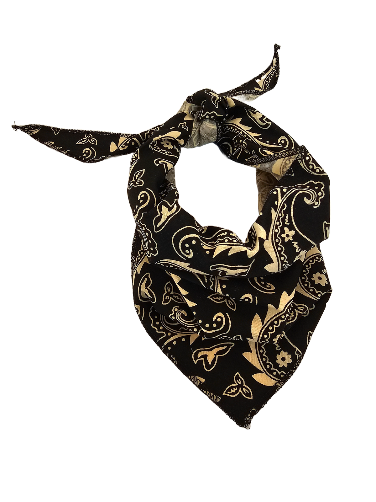 S3254 Black Gold Paisley Triangle Bandana 100% Premium Cotton