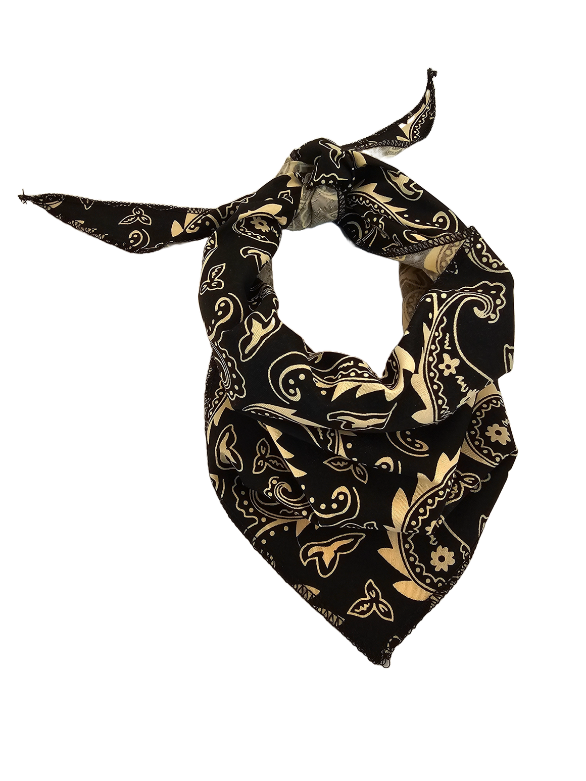 S3254 Black Gold Paisley Triangle Bandana 100% Premium Cotton