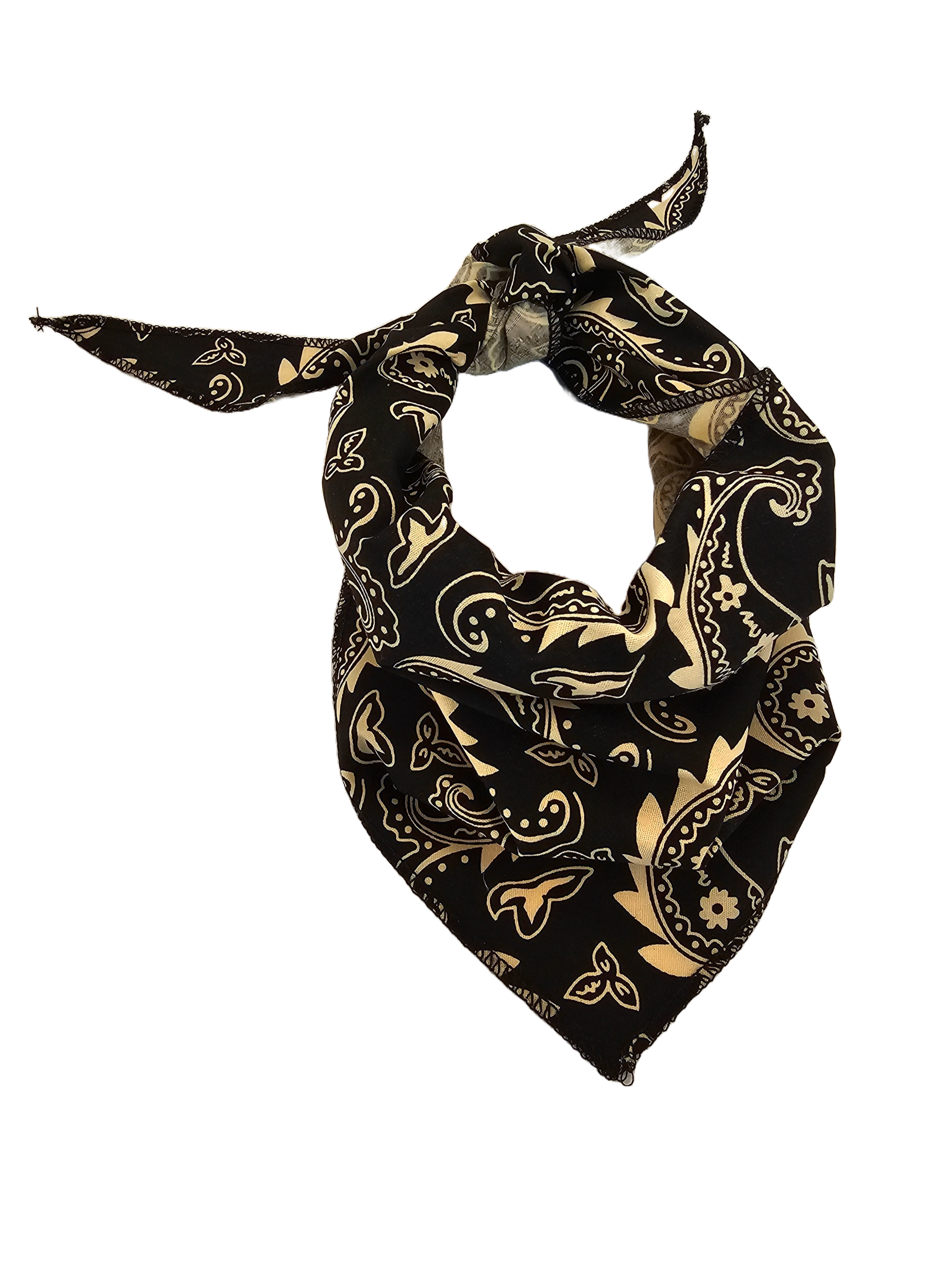 S3254 Black Gold Paisley Triangle Bandana 100% Premium Cotton