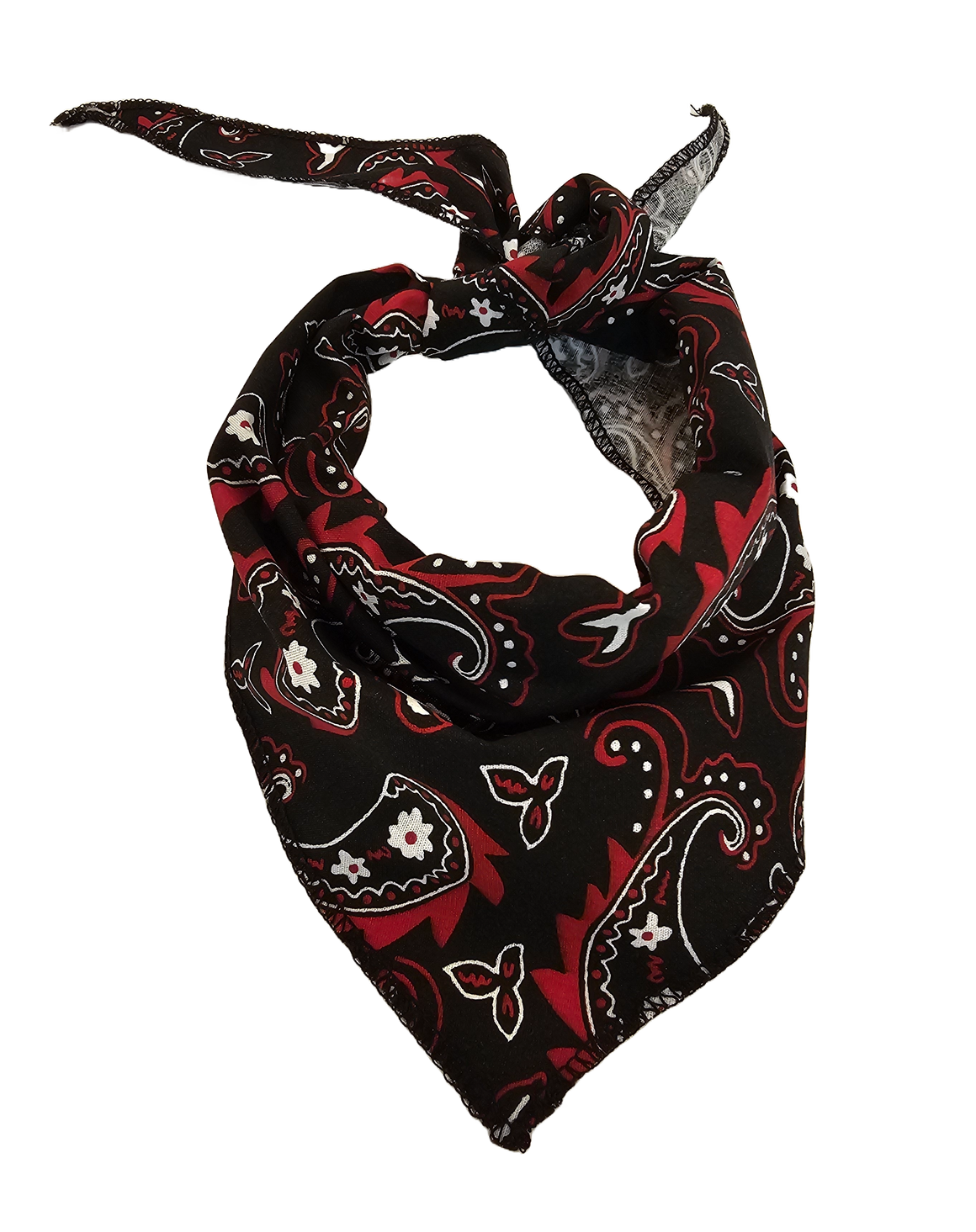 S3255 Black and Red Paisley Triangle Bandana 100% Premium Cotton