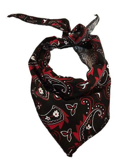 S3255 Black and Red Paisley Triangle Bandana 100% Premium Cotton