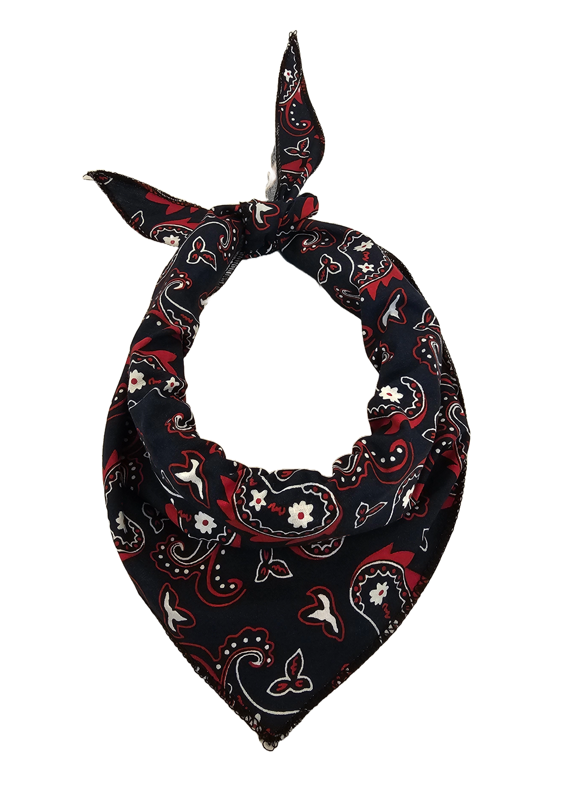 S3256 Navy and Red Paisley Triangle Bandana 100% Premium Cotton