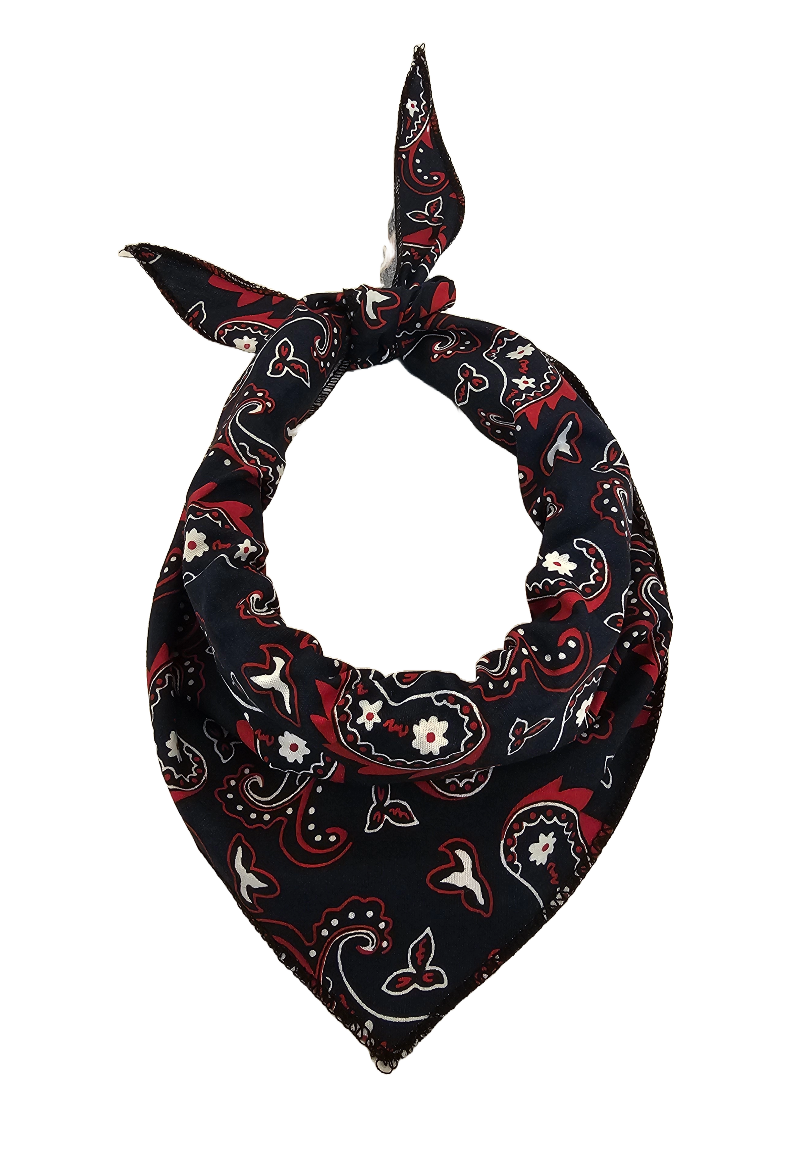 S3256 Navy and Red Paisley Triangle Bandana 100% Premium Cotton