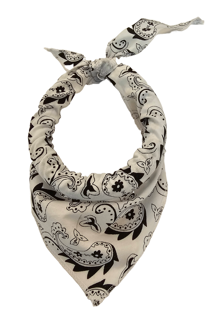 S3257 Classic White Paisley Triangle Bandana 100% Premium Cotton