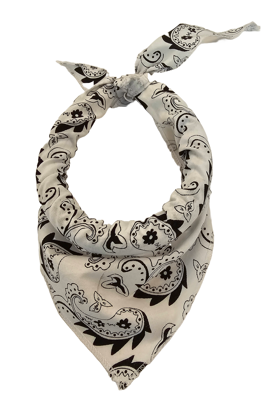 S3257 Classic White Paisley Triangle Bandana 100% Premium Cotton
