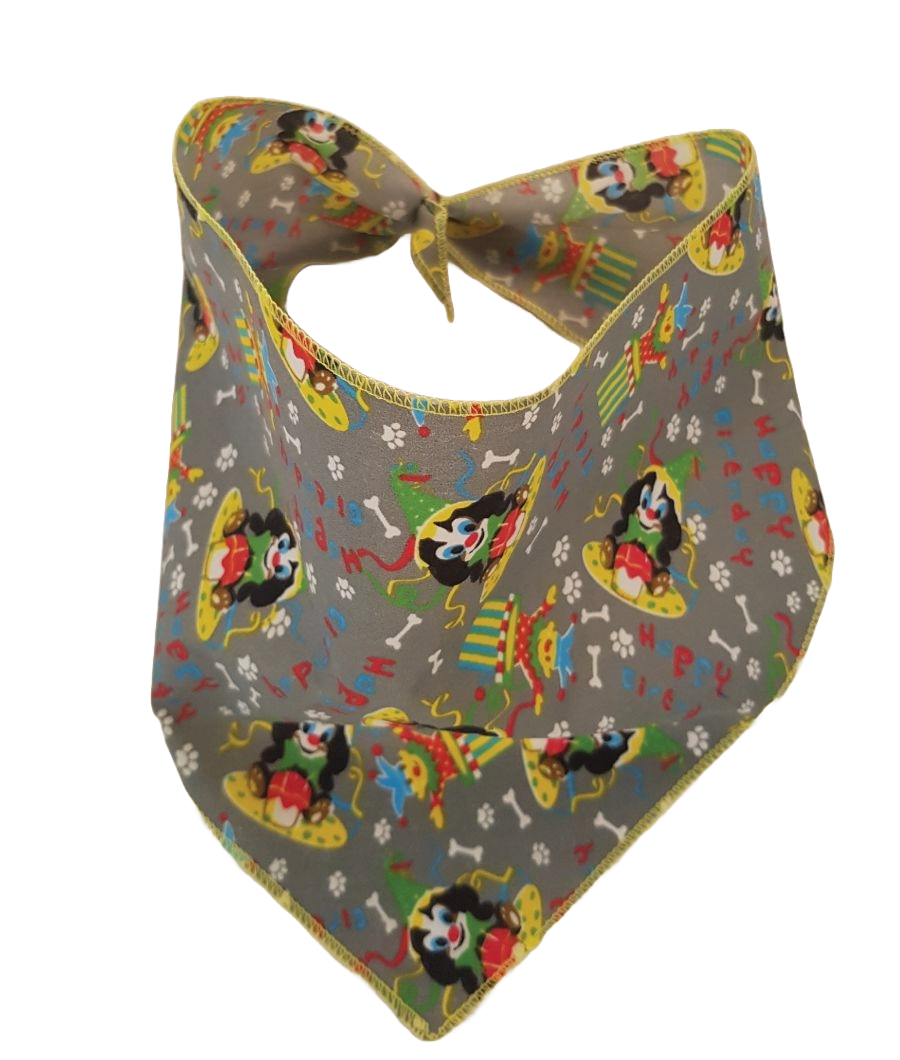 SA3011 Birthday Clown Doggy Bandana, Grey