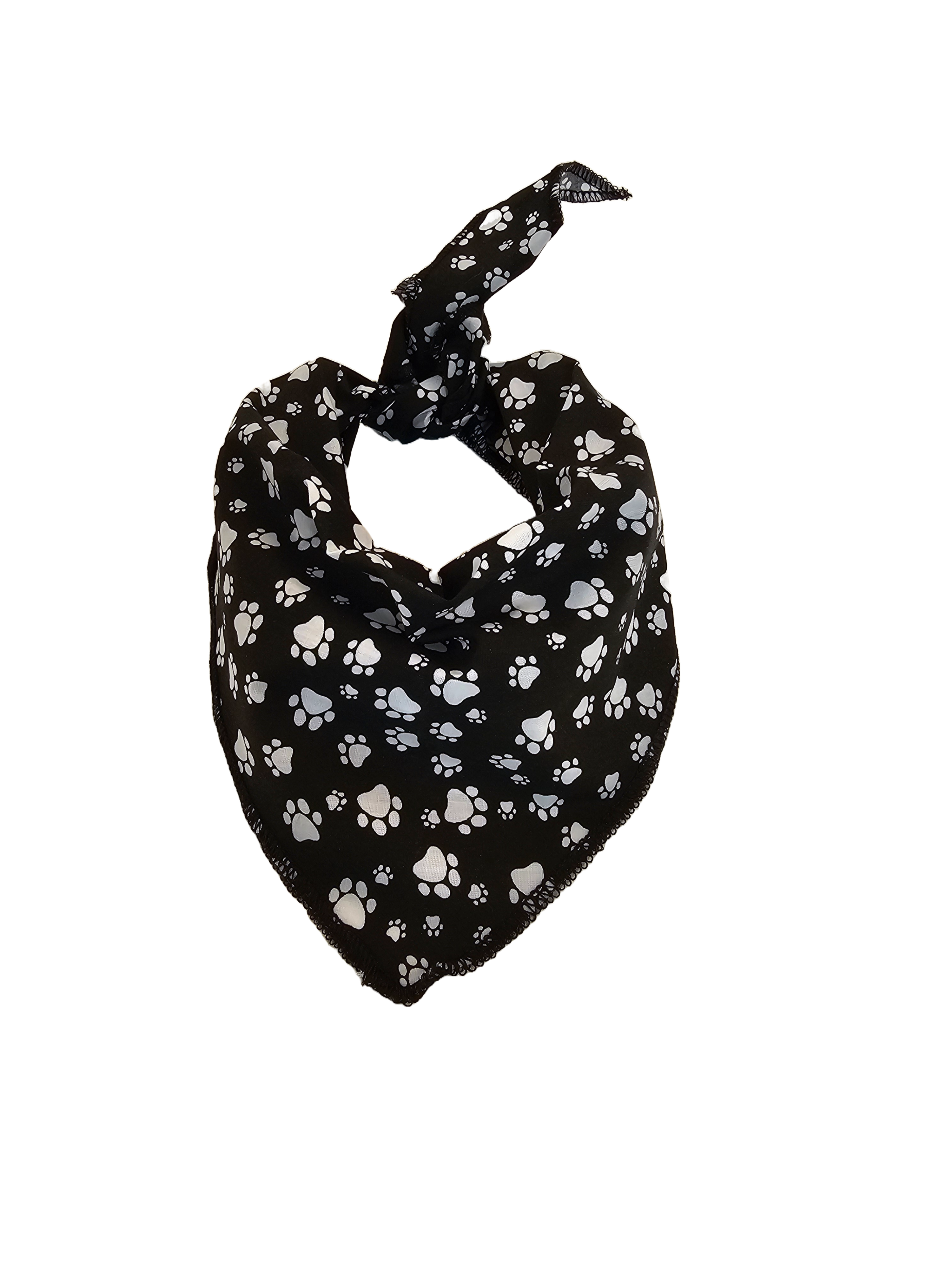 S3015 White Paws Bandana, Black